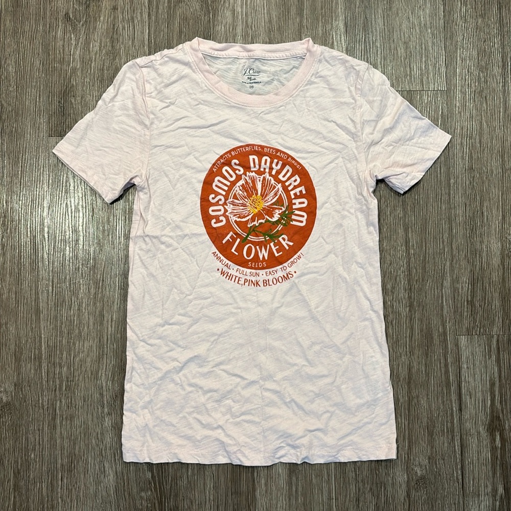 J Crew Pink Cosmos Daydream Flower graphic shirt
